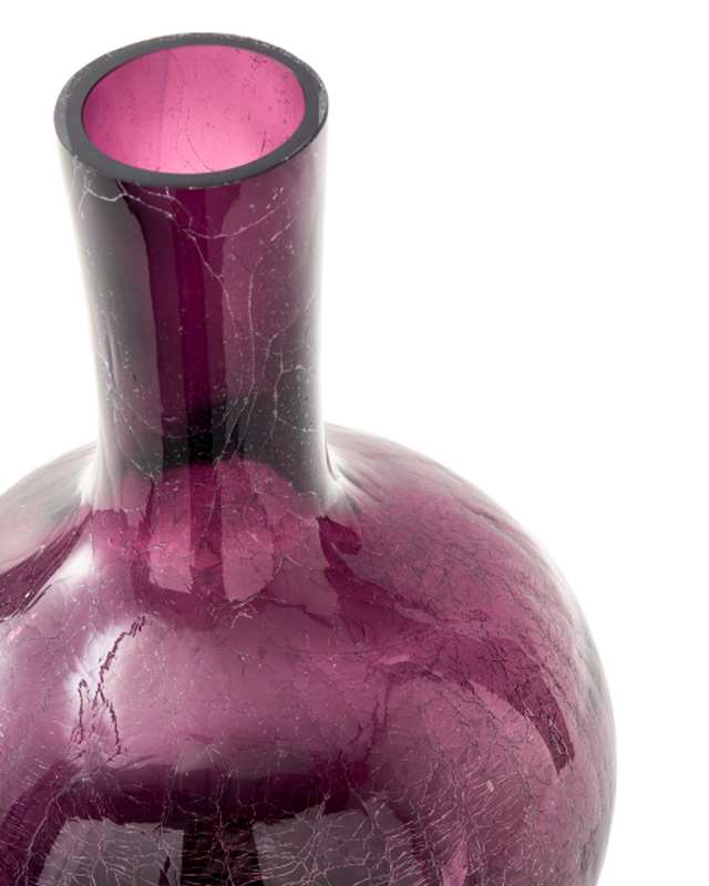 Crackled Glass Ball Body Vase