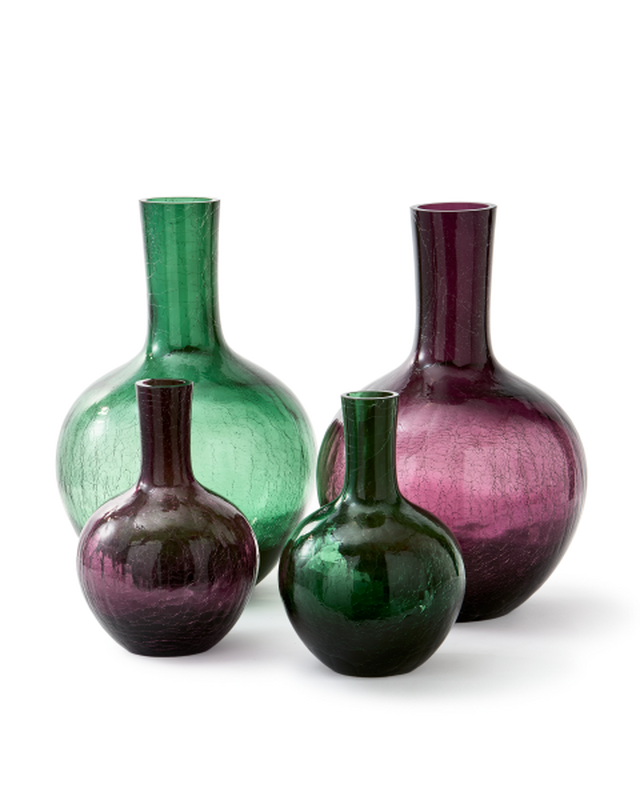 Crackled Glass Ball Body Vase