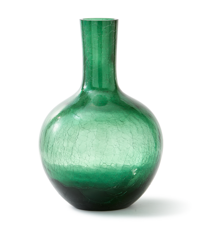 Crackled Glass Ball Body Vase