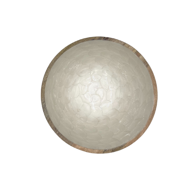 White Pearl Mango Wood Bowl
