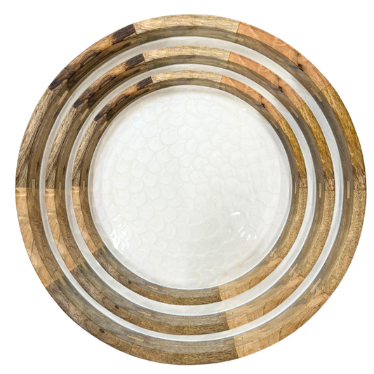 Mango Wood White Pearl trays