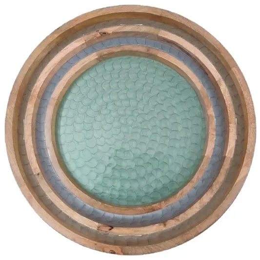 Mango Wood multicolor circle trays By Room
