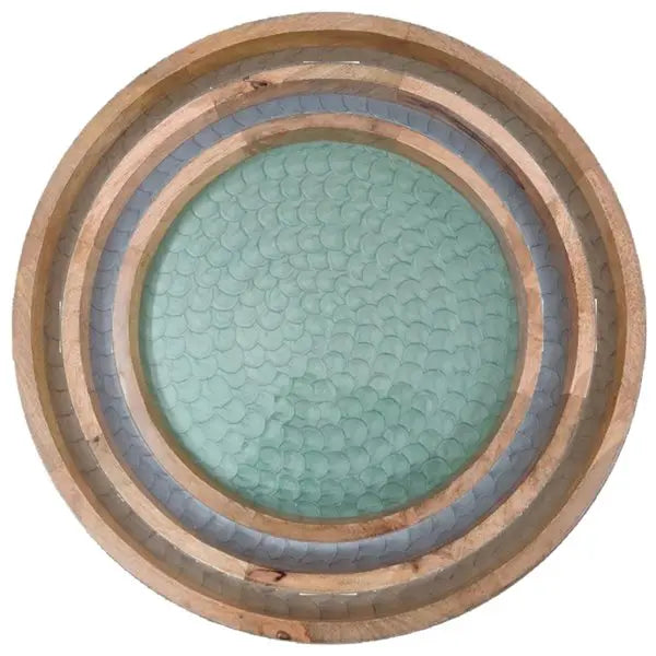 Mango Wood multicolor circle trays By Room