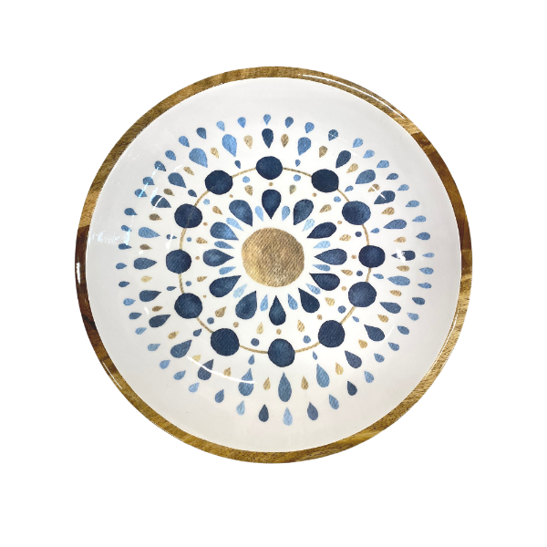 Blue Mandala Mango Wood Plate