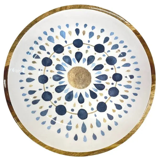 Blue Mandala Mango Wood Plate By Room