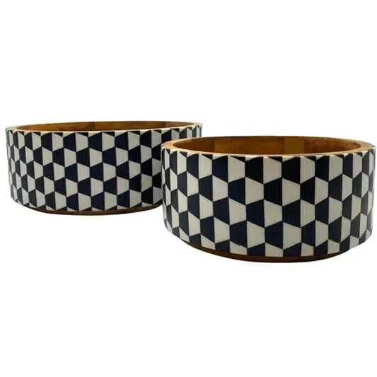 High Edge Black & White Mango Wood Bowl By Room