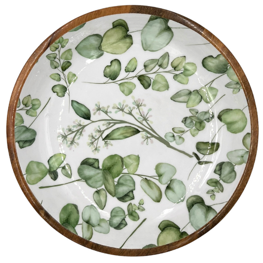 Green Leaves Mango Wood Bowl