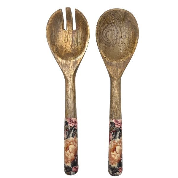 Peonies Dusty Rose Mango wood bowl