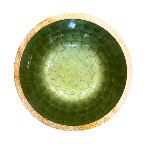 Olive Green Pearl Mango Wood Bowl