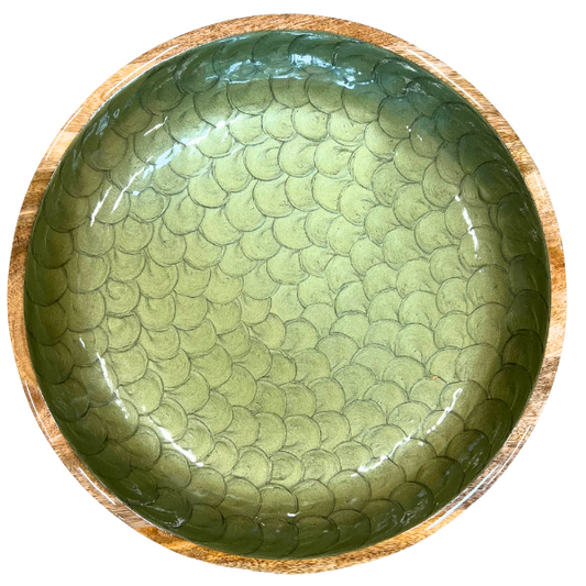 Olive Green Pearl Mango Wood Bowl
