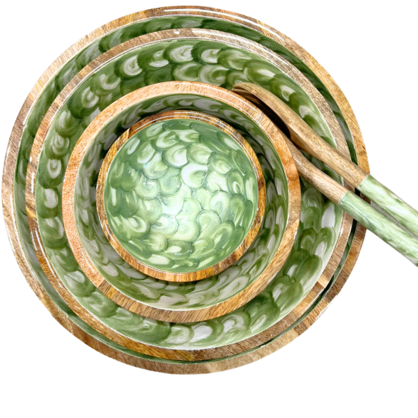 Olive White Pearl Mango Wood Bowls
