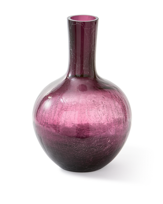 Crackled Glass Ball Body Vase