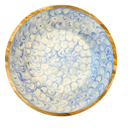 Blue White Pearl Mango Wood Bowls