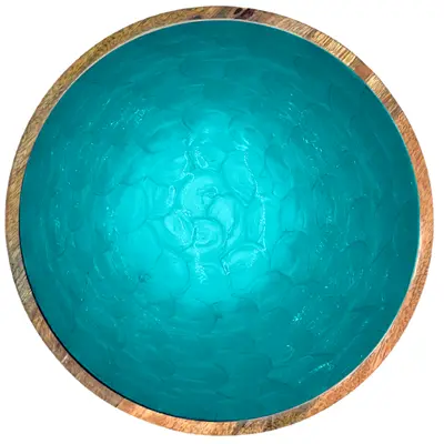 Petrol Blue Pearl Mango Wood Bowl By Room