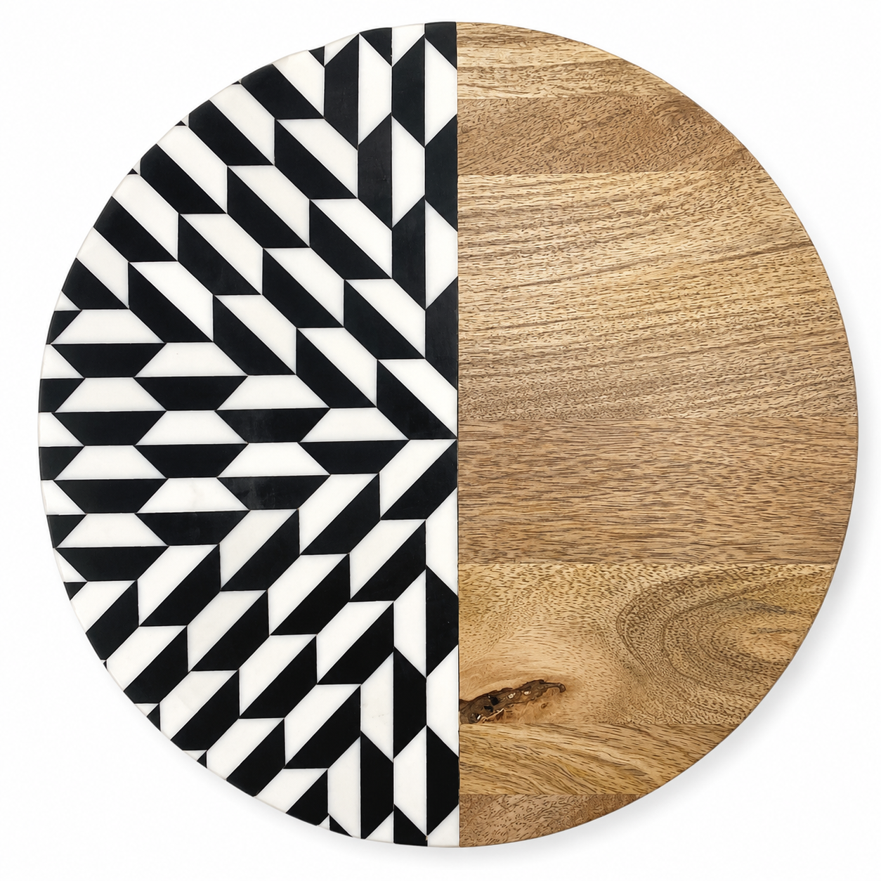 Black & White Mango Wood Cheese Platter