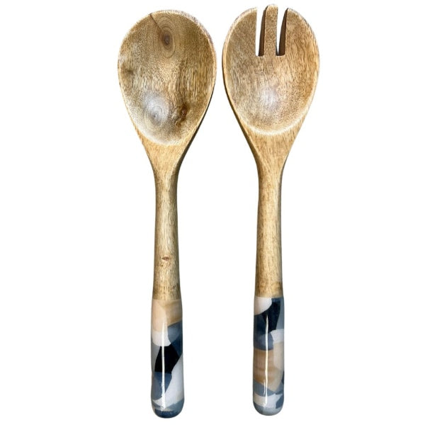 Abstract Blue Mango Wood Bowls