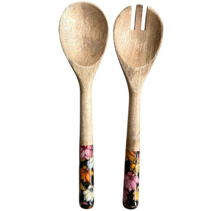 Black | Flowers Mango Wood Bowls